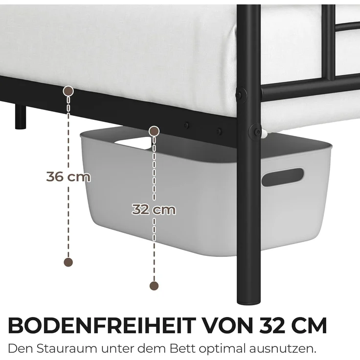 Yaheetech Metallbett mit Lattenrost, Wolkenmuster, Schwarz, 140x200 cm – Bild 9