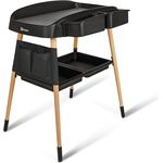 BabyGo Wickeltisch Change ME, Mobiler Wickeltisch aus Buchenholz mit seitlicher Ablage, schwarz