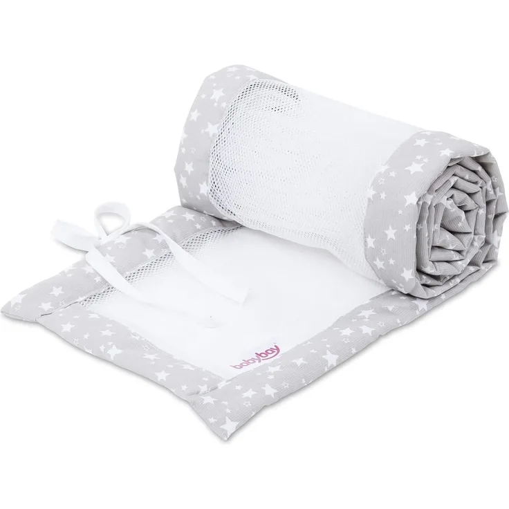 babybay Nestchen Mesh-Piqué passend für Modell Original, perlgrau Sterne weiß
