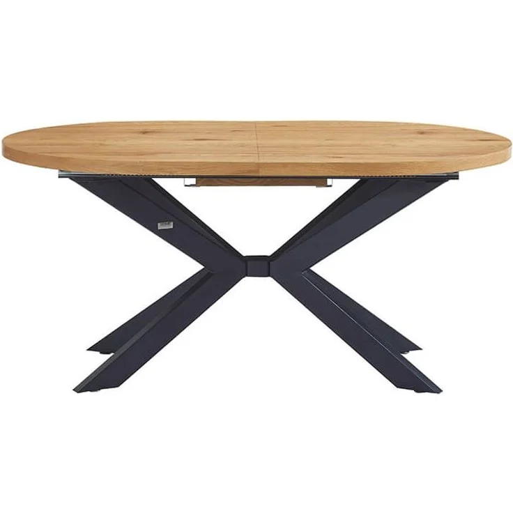 HOME DELUXE Essgruppe Oval Ausziehbar inkl. Sternfuß - 160 x 100 cm Light Oak 8 Stühle Grau / Braun – Bild 7