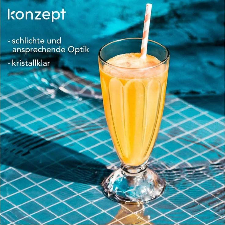 KONZEPT Cocktailglas mit Stiel 300ml, Gläser für Smoothie, Milchshake und Dessert, 12-tlg, spülmaschinengeeignet – Bild 3