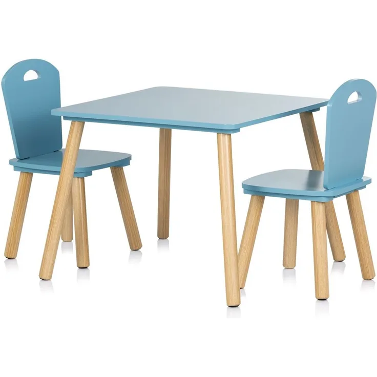 Chipolino Kinder Tischset Holztisch, 2 Holzstühle, Kindersitzgruppe, 3-teilig blau