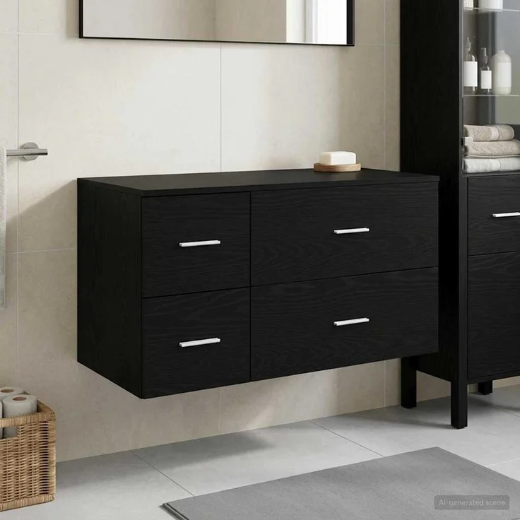 vidaXL Badezimmerschrank-Set 2 stk. Schwarze Eiche 92,5 x 44,5 x 50 cm 3404017 – Bild 1