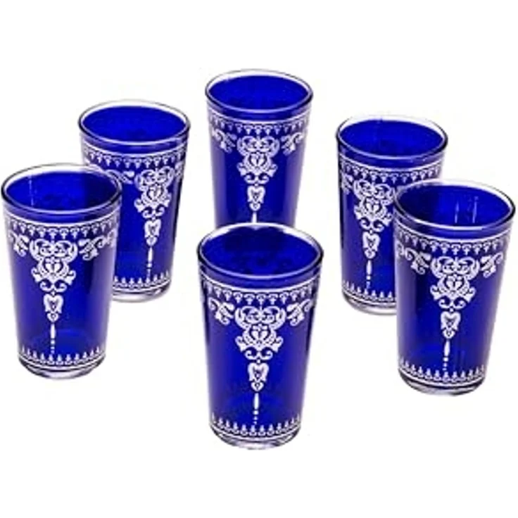 Marrakesch Orient & Mediterran Interior Teeglas 6x Orient Teeglas Andalous blau - 6er SET, 6-tlg, Glas, Handarbeit – Bild 1