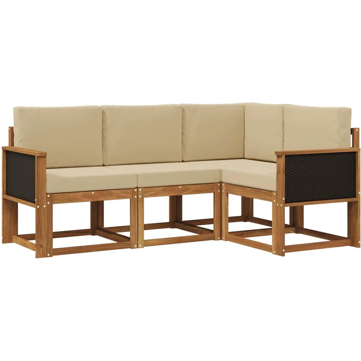 vidaXL Outdoor-Sofagarnitur 4 stk. 4-Sitzer Natur und Beige 3385164 – Bild 2