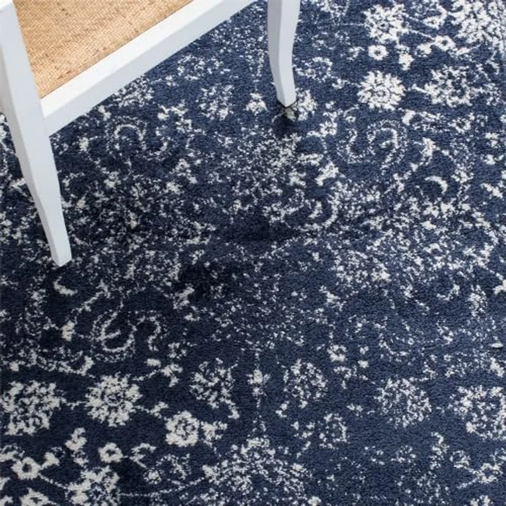 Safavieh Runder Teppich 122 cm Rund - Adirondack Collection - Transitional Design, Marineblau & Elfenbein, Pflegeleichte Synthetikmischung, Ideal für Wohnzimmer, Schlafzimmer, Büro – Bild 4