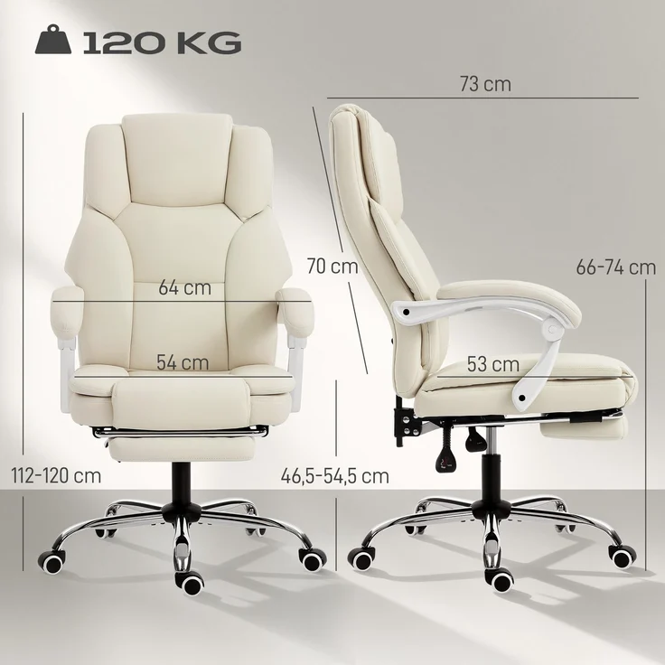MELAYR, Bürostuhl mit Liegefunktion, Schreibtischstuhl, 73 x 64 x 120 cm, Beige – Bild 5