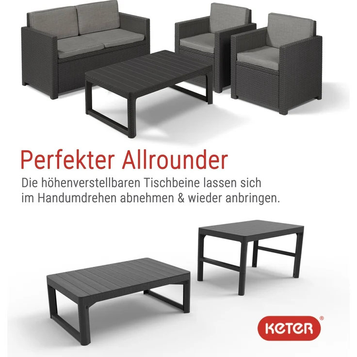 Allibert Loungeset Victoria Monaco mit Tisch Lyon anthrazit - Premium - Rattanoptik, wetterfest – Bild 2