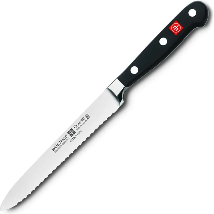 Wüsthof Aufschnittmesser, Classic (4110-7), 14 cm Klingenlänge, geschmiedet, rostfreier Edelstahl, sehr scharfes Messer mit Wellenschliff