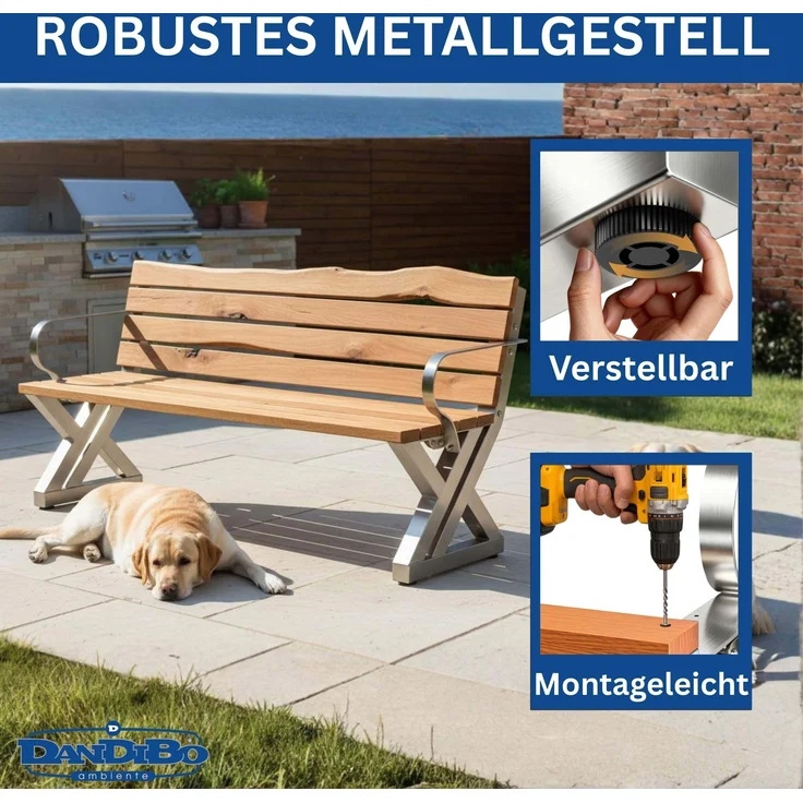 DanDiBo 2x Bankgestell mit Lehne Edelstahl Set DIY Bank Füße Bankkufen Bankbeine 96681 Sitzgestell für Gartenbank Robust Stabil – Bild 4