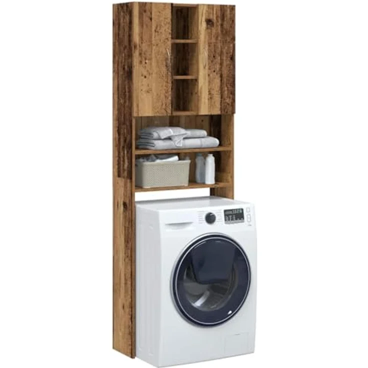 vidaXL Waschmaschinenschrank Altholz-Optik 64x25,5x190 cm 856649 – Bild 5