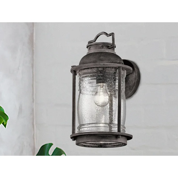 Außenleuchte, Wandlampe, Stahl Glas, Verwittertes Zink