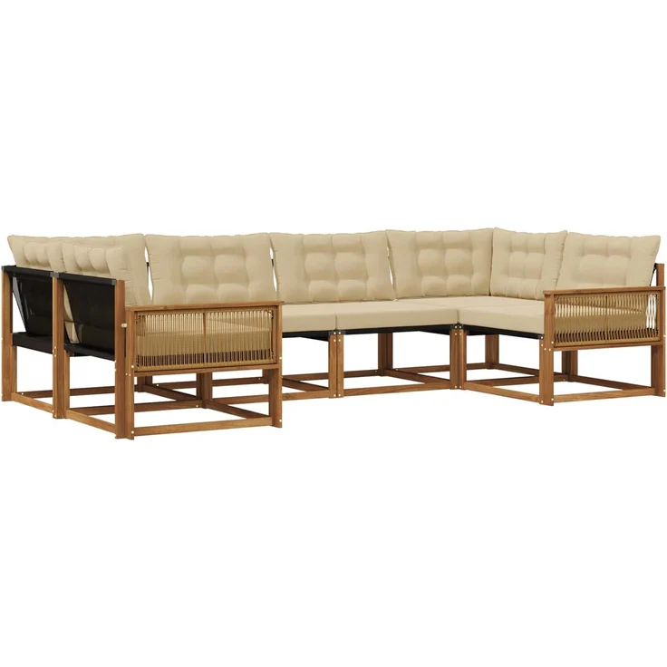 vidaXL Outdoor-Sofagarnitur 6 stk. 6-Sitzer Natur und Beige 3381653 – Bild 2