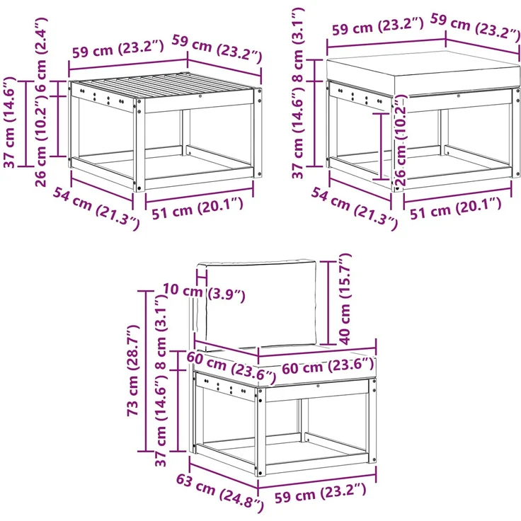 vidaXL Outdoor-Sofagarnitur 6 pcs Natur und Creme Massivholz Akazie 3366273 – Bild 10
