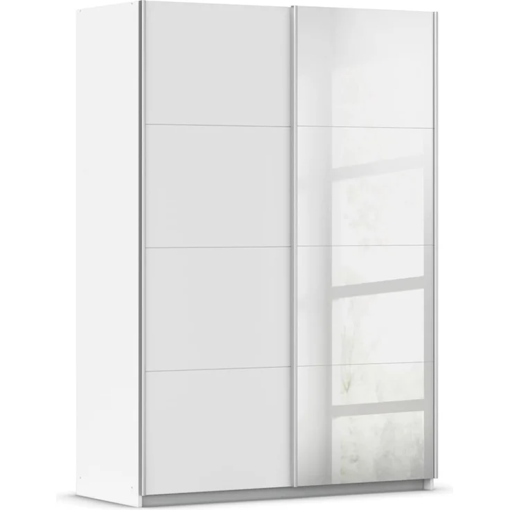 rauch Kleiderschrank, Schwebetürenschrank SUBITO, 2-türig, 1 Spiegeltüre, Alpinweiß, 136 x 197 x 61 cm – Bild 1
