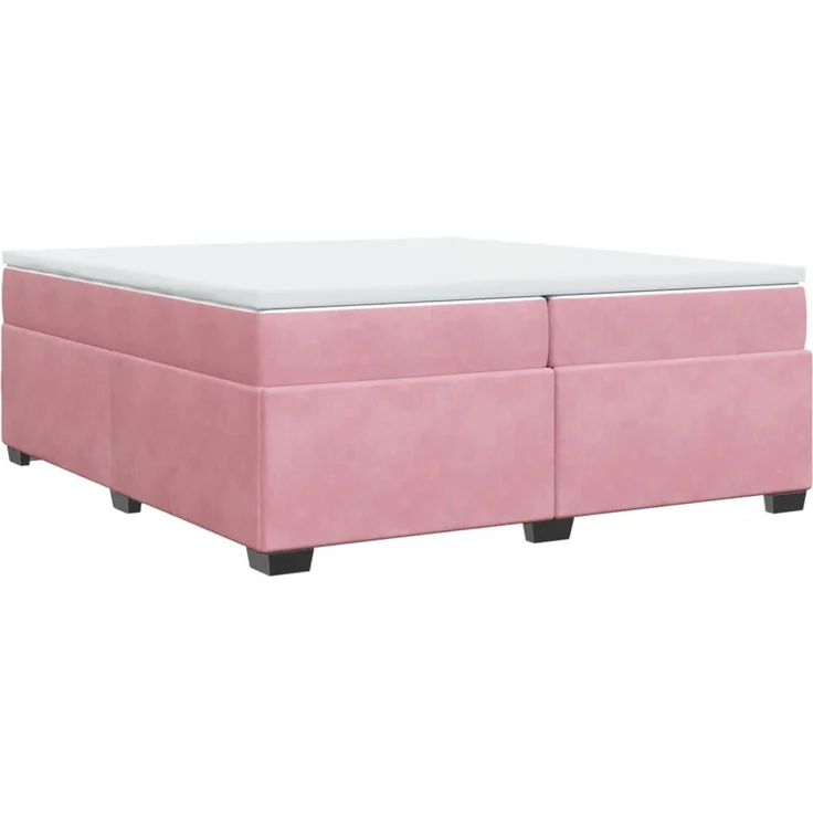 vidaXL Boxspringbett mit Matratze Rosa 200x200 cm Samt 3285310 – Bild 2