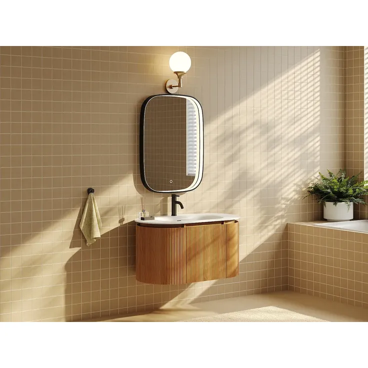 Vente-unique - LILIKO Waschbeckenmöbel Holz, Platte Beige - B 50 cm x H 46 cm x L 90 cm