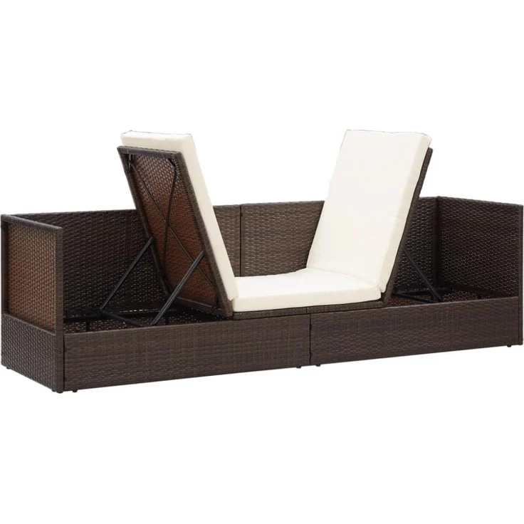 vidaXL Garten-Sofabett mit Kissen Poly Rattan Braun 49392 – Bild 3