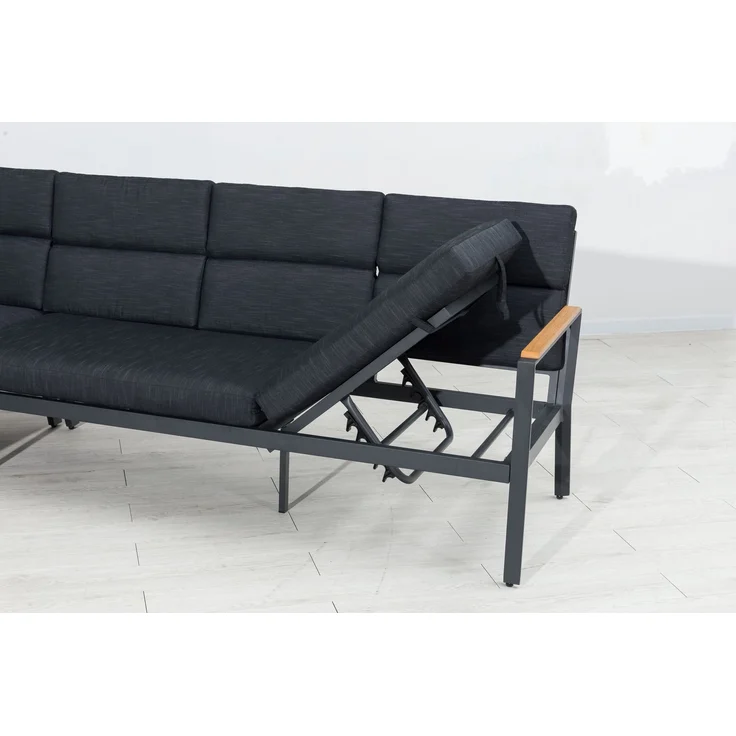 Gardissimo 'Nabari XL' Dining-Ecklounge mit Ecksofa, Bank, Tisch & Sessel, 10 Personen, Anthrazit / Braun, Links – Bild 5