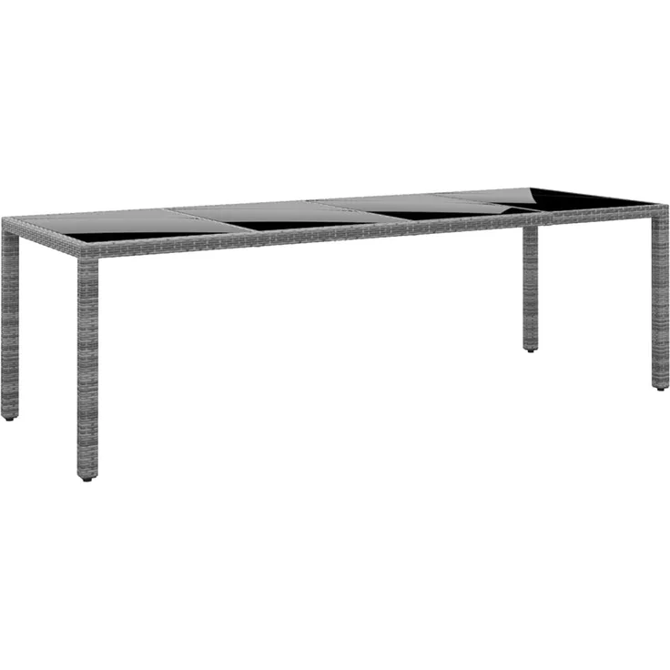 Gartentisch, Balkontisch, Esstisch 250 x 100 x 75 cm Hartglas und Poly Rattan Grau
