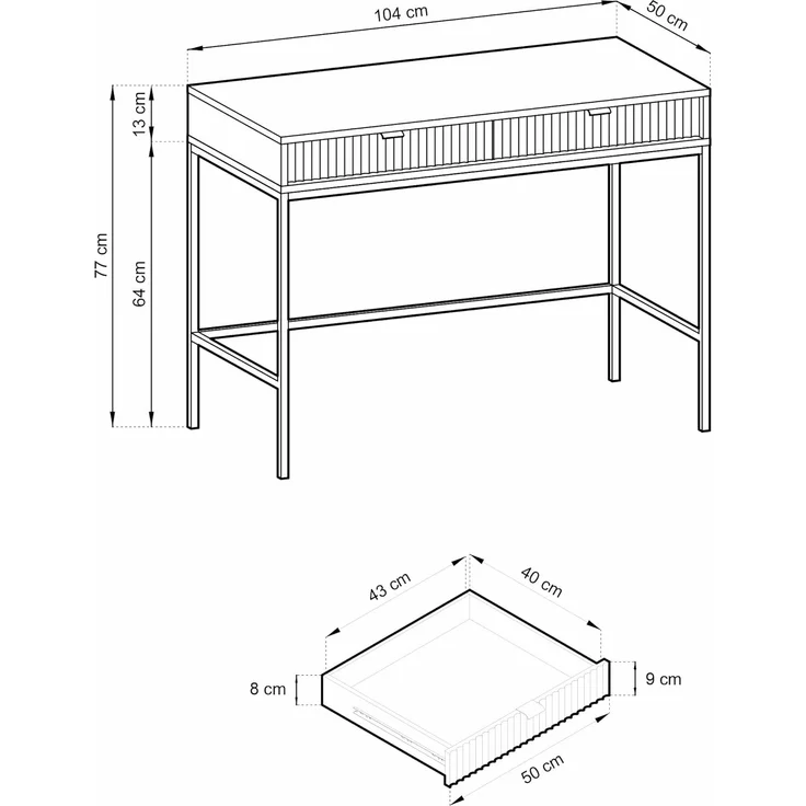 Selsey Frisiertisch, Engineered Wood, 104 cm Länge – Bild 6