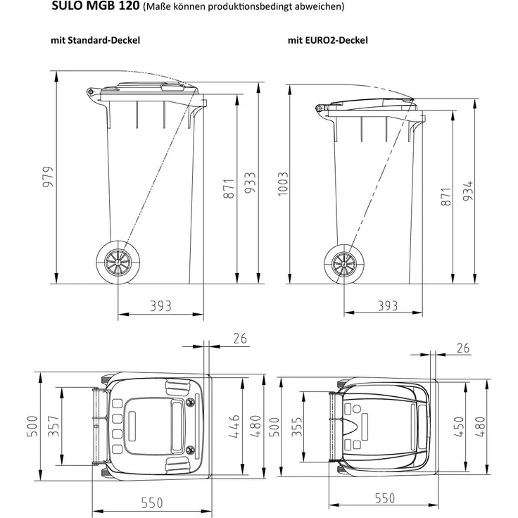 SULO Mülltrennsystem 120 L Mülleimer SULO Mülltonne grau – Bild 6