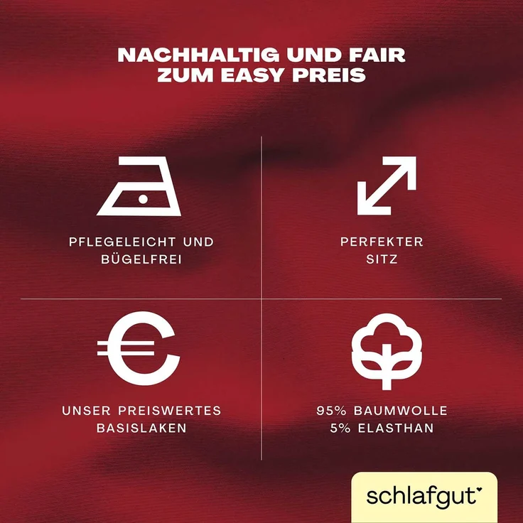 Schlafgut 'Easy' Spannbettlaken, MADE IN GREEN by OEKO-TEX®, Gummizug: rundum, Jersey Elasthan, Red Deep, XL 180x200cm - 200x220cm – Bild 2