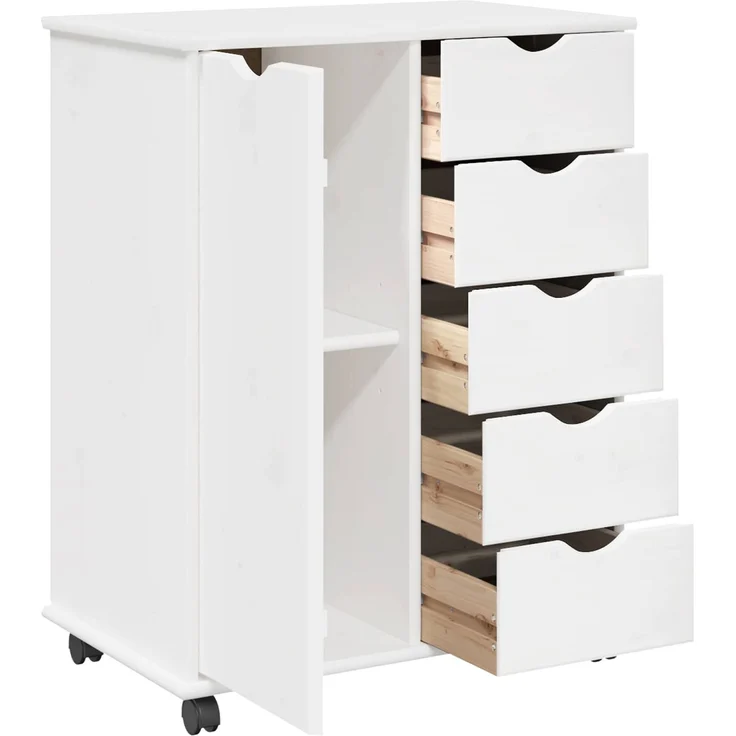 vidaXL Rollschrank MOSS 63,5 x 39 x 79 cm Massivholz Kiefer Weiß 42028361 – Bild 4