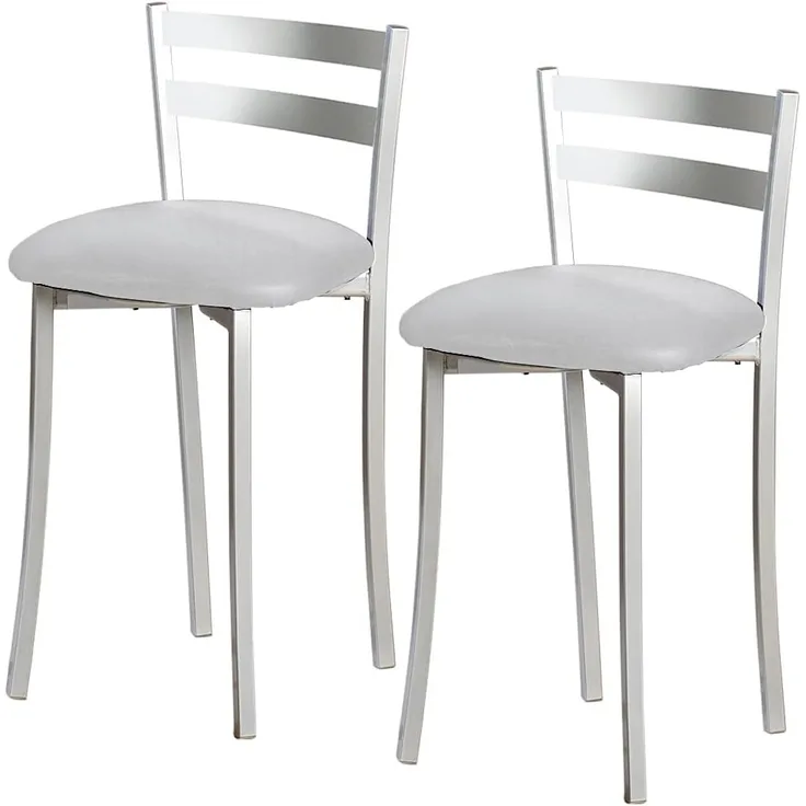 ASTIMESA Zwei Küchenhocker mit Rückenlehne, Metall, Kunstleder, Grau, Sitzhöhe: 45 cm (TABFRGR)