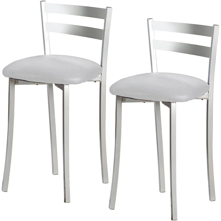 ASTIMESA Zwei Küchenhocker mit Rückenlehne, Metall, Kunstleder, Grau, Sitzhöhe: 45 cm (TABFRGR) – Bild 1