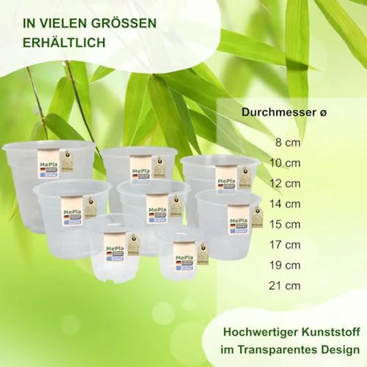 Heimwerkercenter Blumentopf MePla - 5 Stück - Pflanztopf Orchidee ø 8 cm - transparent – Bild 4
