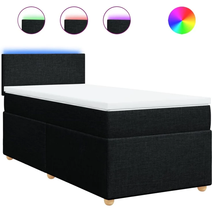 vidaXL Boxspringbett mit Matratze Schwarz 80x200 cm Stoff 3288802 – Bild 2