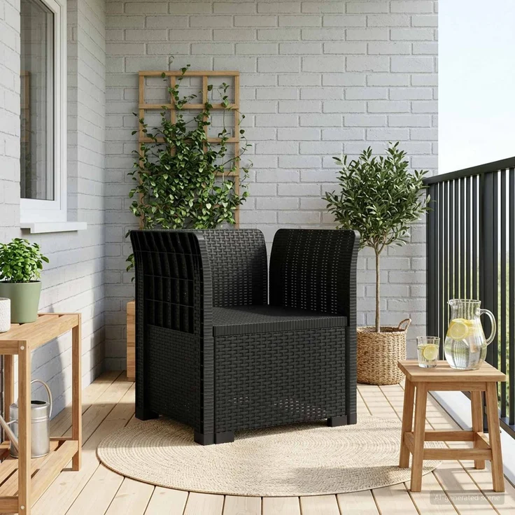 vidaXL 1-Sitzer Sessel Rattan-Look PP Anthrazit 68 x 62 x 70,5 cm 8011848 – Bild 1