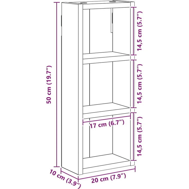 vidaXL Badezimmer-Wandschrank Altholz 20 x 10 x 50 cm Holzwerkstoff 889285 – Bild 10