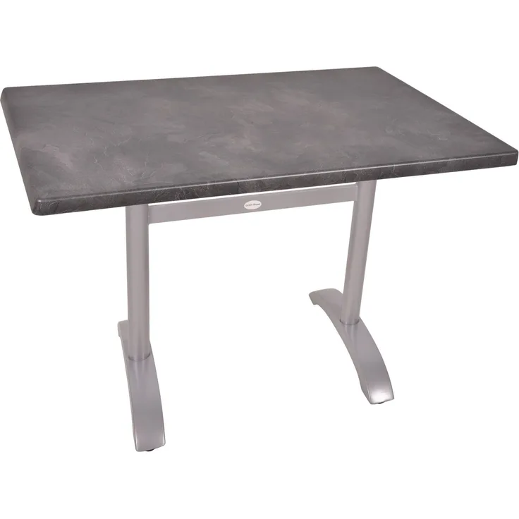 Bistrotisch Set Dark Slate 110x70cm Tischgestell Alu silber matt Garten Tisch