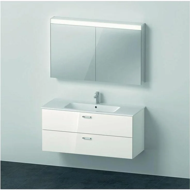 Duravit Badmöbelset XBASE 1230mm, Wandhängend mit Spiegelschrank BETTER und Möbelwaschtisch ME by Starck, Weiß hochglanz