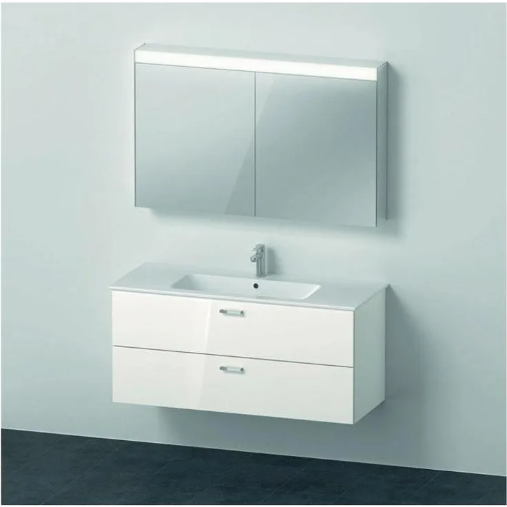 Duravit Badmöbelset XBASE 1230mm, Wandhängend mit Spiegelschrank BETTER und Möbelwaschtisch ME by Starck, Weiß hochglanz