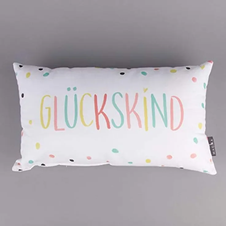 Dekokissen Sofakissen Wendekissen weiß Glückskind Punkte Tupfen 30x50 cm
