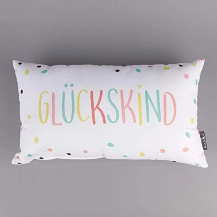 Dekokissen Sofakissen Wendekissen weiß Glückskind Punkte Tupfen 30x50 cm – Bild 1