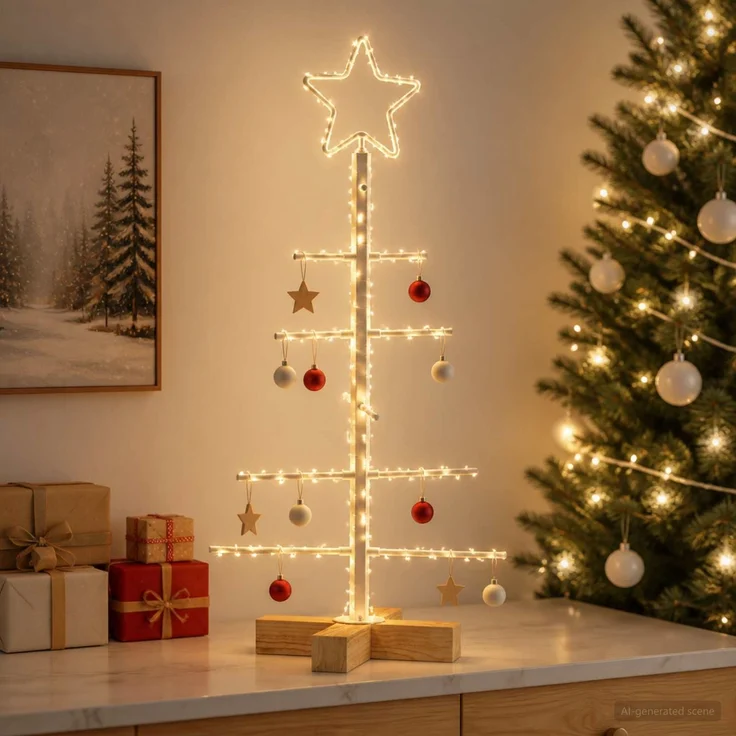 vidaXL Metall Weihnachtsbaum KUOPIO 60 cm Stahl Weiß 42053872 – Bild 3