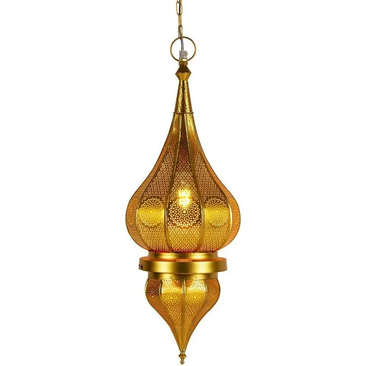 Marrakesch Orient & Mediterran Interior Pendelleuchte Orientalische Lampe Hängeleuchte Fayna Gold, ohne Leuchtmittel, Handarbeit