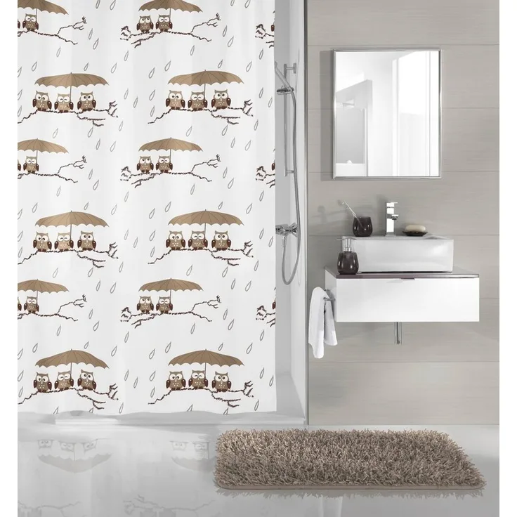 Kleine Wolke Duschvorhang Eulen Breite 120 cm (1-tlg), mit Besfestigungsringen