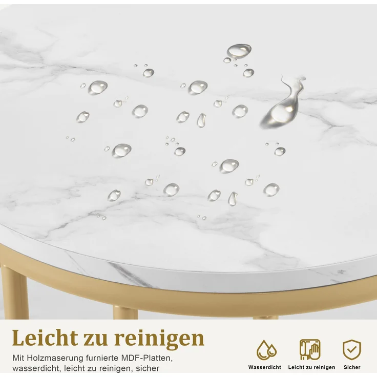 M MCombo Schreibtisch ohne Schubladen, Schminktisch ohne Spiegel Marmor-Weiß Gold, Manikürtisch, Nageltisch aus Holz Metallgestell, Computertisch Wohnzimmer Modern, 2482 – Bild 5