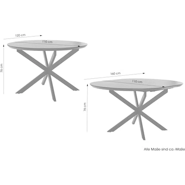 byLIVING Esstisch Oregon, Auszug 120-160 cm, mit Schweizer Kante, Eichen-Optik schwarz – Bild 3