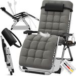 ELONEO Liegestuhl klappbar inkl. Premium Polster, Sonnenliege wetterfest mit 200 kg Belastbarkeit, Gartenstuhl extra breit, Gartenliege mit Verstellbarer Rückenlehne, Nackenkissen und Getränkehalter