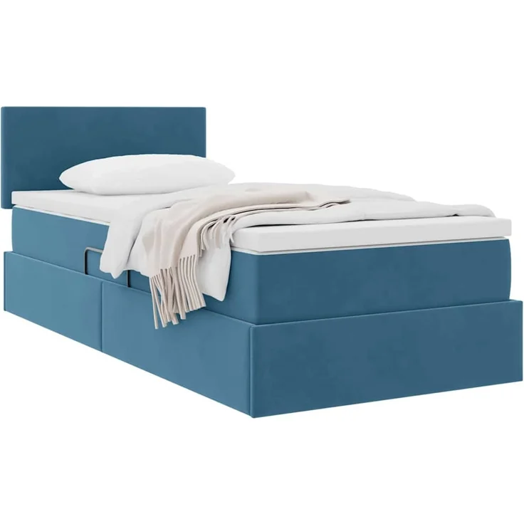 vidaXL Aufbewahrungsbett mit Kopfteil Dunkelblau 100 x 200 cm Samt 3370681 – Bild 3