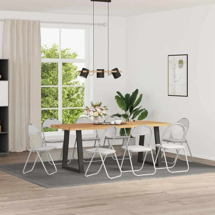 vidaXL Klappstuhl 8 pcs Weiß und Grau 48 x 43,5 x 81 cm Kunstleder 42029050