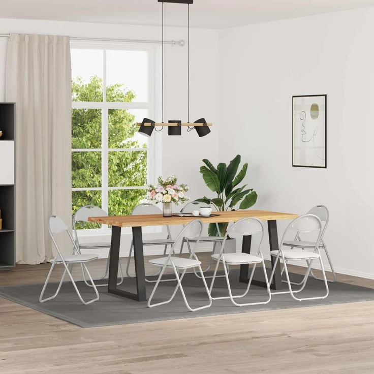 vidaXL Klappstuhl 8 pcs Weiß und Grau 48 x 43,5 x 81 cm Kunstleder 42029050 – Bild 1