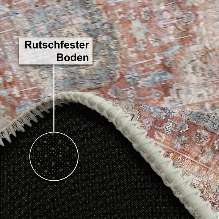 Bamyum Teppich Tolas Teppich mit Chenille-Druck, Waschbarer, Antibakteriell – Bild 3