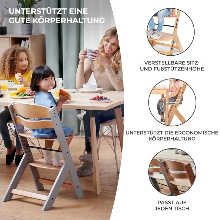 Kinderkraft 'Enock' Hochstuhl, Grey - Grau – Bild 5